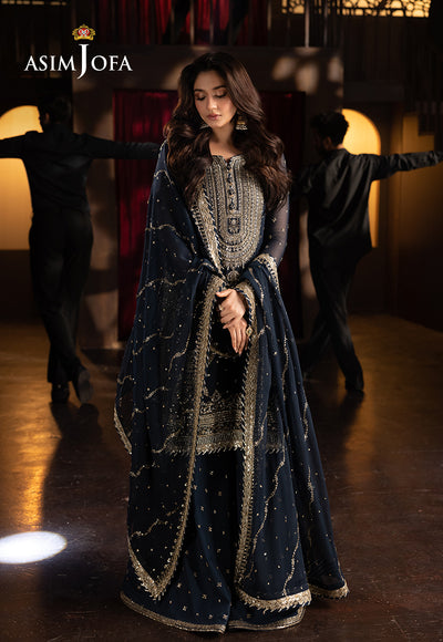 Asim jofa - 3PC CHIFFON EMBROIDERED WITH EMBROIDERED DUPATTA - AJFO-02