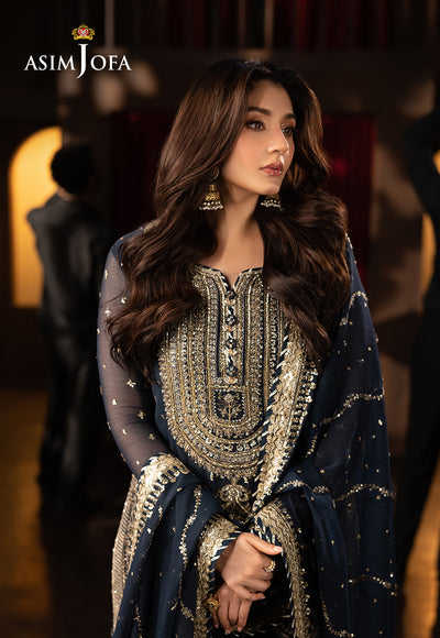 Asim jofa - 3PC CHIFFON EMBROIDERED WITH EMBROIDERED DUPATTA - AJFO-02