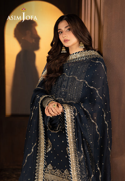 Asim jofa - 3PC CHIFFON EMBROIDERED WITH EMBROIDERED DUPATTA - AJFO-02