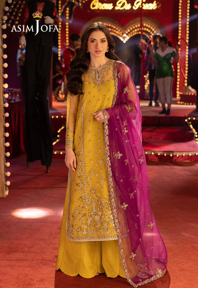 Asim jofa - 3PC CHIFFON EMBROIDERED WITH EMBROIDERED DUPATTA - yl-AJFO-05