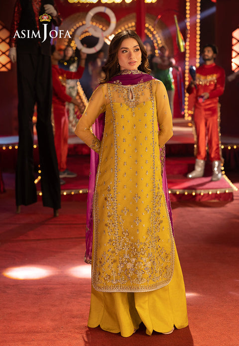 Asim jofa - 3PC CHIFFON EMBROIDERED WITH EMBROIDERED DUPATTA - yl-AJFO-05