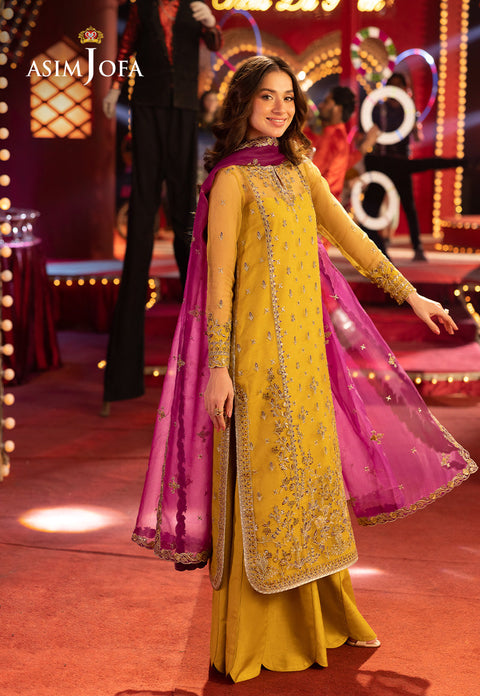 Asim jofa - 3PC CHIFFON EMBROIDERED WITH EMBROIDERED DUPATTA - yl-AJFO-05