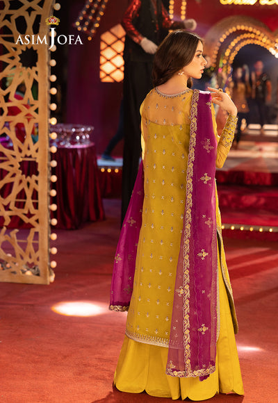 Asim jofa - 3PC CHIFFON EMBROIDERED WITH EMBROIDERED DUPATTA - yl-AJFO-05