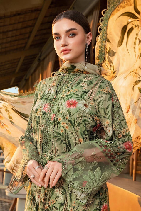 MARIA B - 3 Piece Unstitched  Chickenkari Printed Lawn Suit | MPT-25021