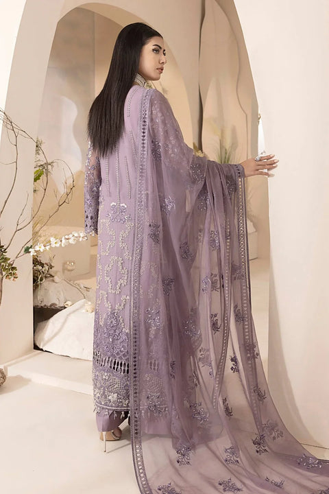 LAVISH - 3PC UNSTITCHED CHIFFON EMBROIDERED WITH EMBROIDERED DUPATTA AND TROUSER - Mauve