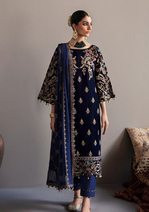 EMMAN ADEEL - 3PC VELVET EMBROIDERED SHIRT WITH CHIFFON EMBROIDERED DUPATTA AND TROUSER - KPR1832