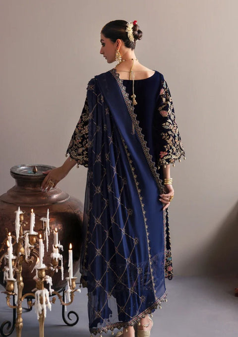 EMMAN ADEEL - 3PC VELVET EMBROIDERED SHIRT WITH CHIFFON EMBROIDERED DUPATTA AND TROUSER - KPR1832