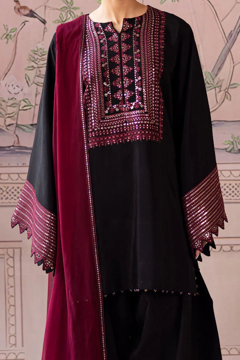 VANYA - 3PC DHANAK EMBROIDERED SHIRT WITH DHANAK SHAWL AND TROUSER - SN-04