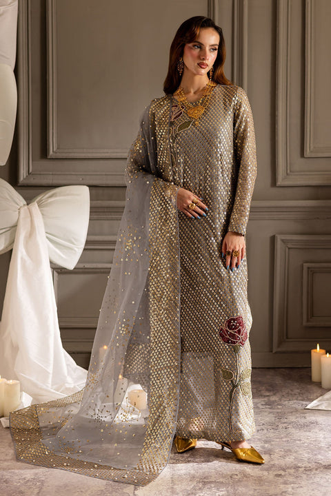 NUREH - 3PC UNSTITCHED CHIFFON EMBROIDERED WITH EMBROIDERED DUPATTA AND TROUSER - TW-16