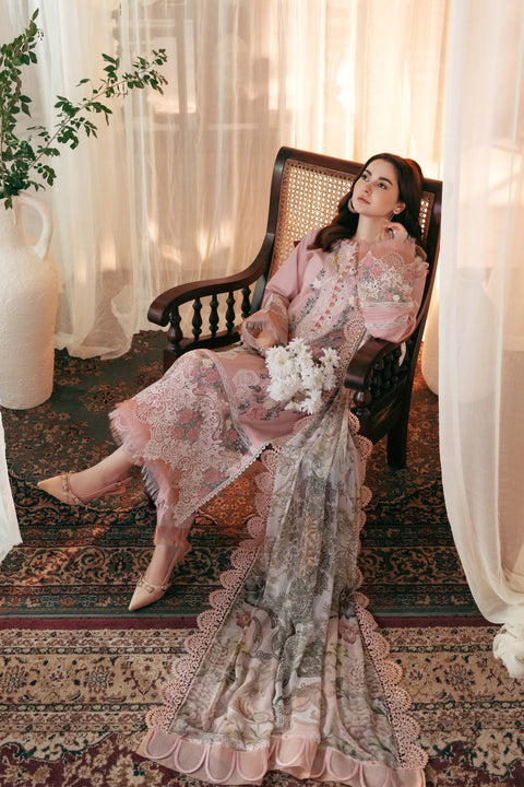 JADE - 3PC DHANAK EMBROIDERED SHIRT WITH PRINTED DUPATTA AND TROUSER - KPR 2254