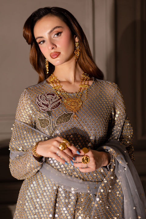 NUREH - 3PC UNSTITCHED CHIFFON EMBROIDERED WITH EMBROIDERED DUPATTA AND TROUSER - TW-16