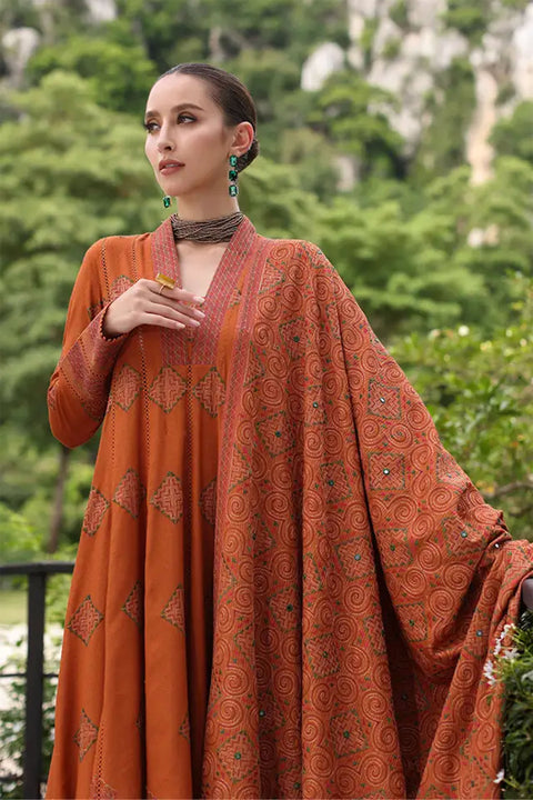 Bareeze - 3PC DHANAK EMBROIDERED SHIRT DHANAK HEAVY EMBROIDERED SHAWL DUPATTA AND TROUSER - KPR012