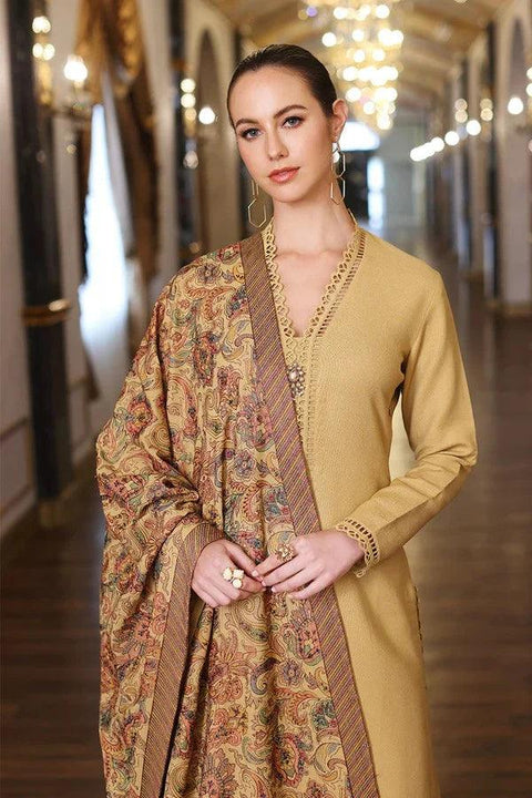 BAREEZE - 3PC DHANAK EMBROIDERED SHIRT DHANAK HEAVY EMBROIDERED SHAWL DUPATTA AND TROUSER - KPR 012
