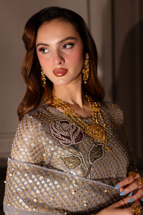 NUREH - 3PC UNSTITCHED CHIFFON EMBROIDERED WITH EMBROIDERED DUPATTA AND TROUSER - TW-16
