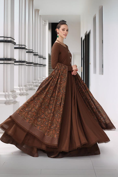 BAREEZE - 3PC DHANAK EMBROIDERED SHIRT DHANAK HEAVY EMBROIDERED SHAWL DUPATTA AND TROUSER - KPR 06