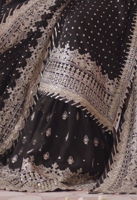 Asim jofa - 3PC UNSTITCHED CHIFFON EMBROIDERED WITH EMBROIDERED DUPATTA AND LEHNGA - CHANDANI - 21