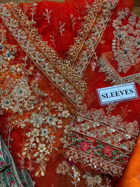 Maria B - Unstitched MBROIDERED - Burnt Orange, Fuchsia Pink (BD-2506)