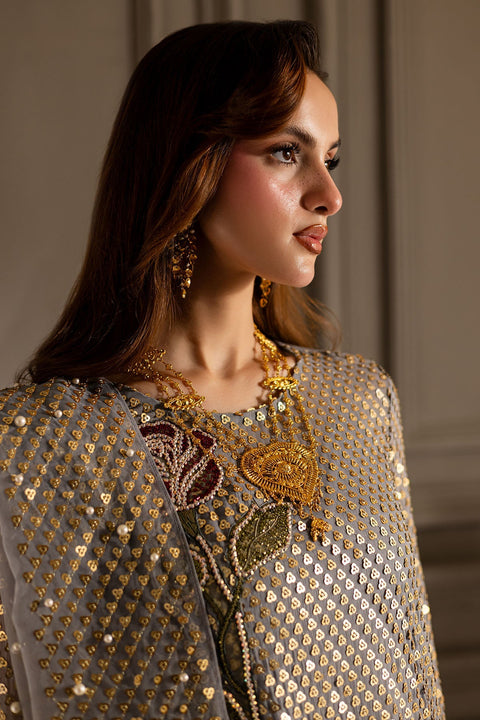 NUREH - 3PC UNSTITCHED CHIFFON EMBROIDERED WITH EMBROIDERED DUPATTA AND TROUSER - TW-16