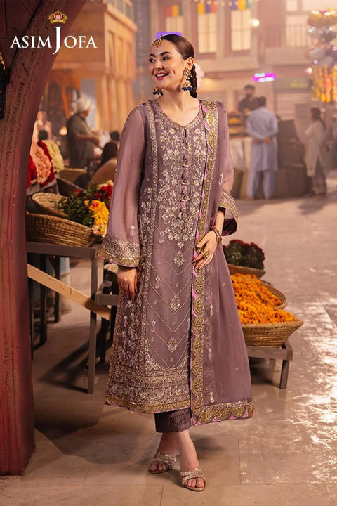ASIM JOFA - Unstitched Embroidered Chiffon Suit | FLS-1