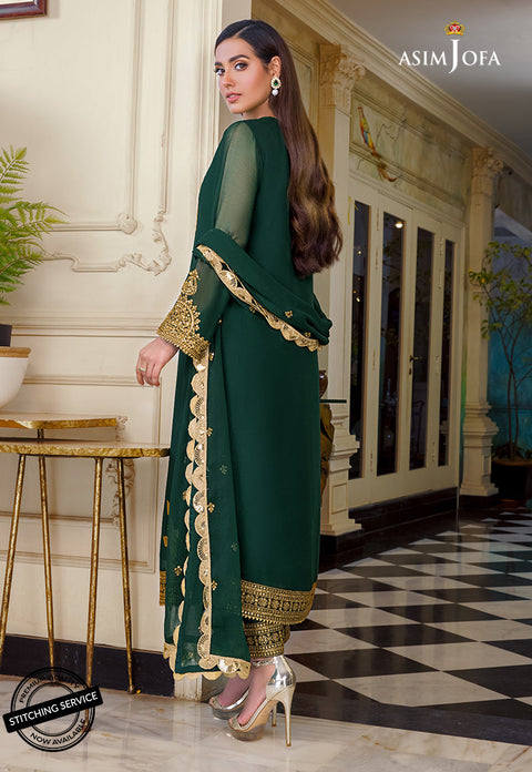 ASIM JOFA - 3PC CHIFFON EMBROIDERED WITH EMBROIDERED DUPATTA AND TROUSER - KPR-23A