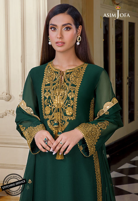 ASIM JOFA - 3PC CHIFFON EMBROIDERED WITH EMBROIDERED DUPATTA AND TROUSER - KPR-23A