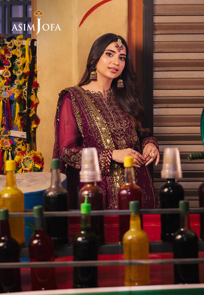 Asim jofa - 3PC CHIFFON EMBROIDERED WITH EMBROIDERED DUPATTA -RD-AJKK-18