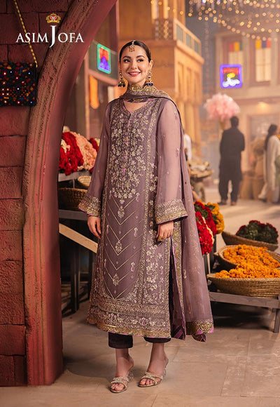 ASIM JOFA - Unstitched Embroidered Chiffon Suit | FLS-1