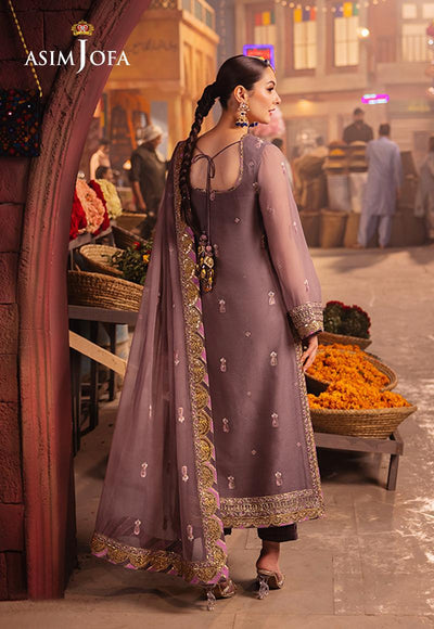 ASIM JOFA - Unstitched Embroidered Chiffon Suit | FLS-1