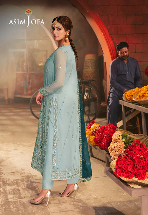 Asim jofa - 3PC CHIFFON EMBROIDERED WITH EMBROIDERED DUPATTA - AJKKB-17
