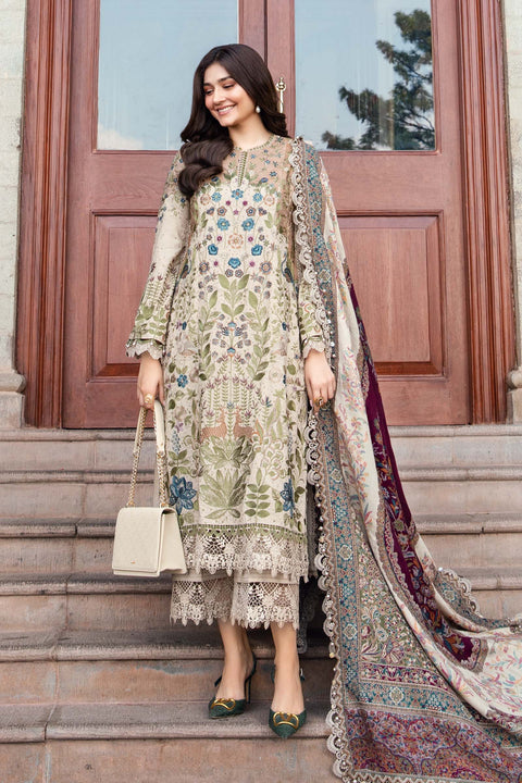 MARIA B -3 Piece Unstitched Embroidered Dhanak Suit | DL-1211