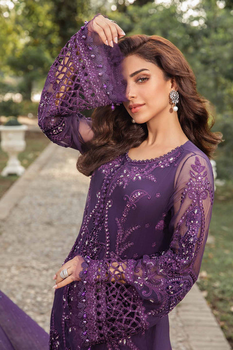 MARIA B - Unstitched Embroidered Chiffon Suit | MPC-24-purple