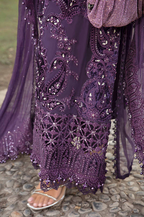 MARIA B - Unstitched Embroidered Chiffon Suit | MPC-24-purple