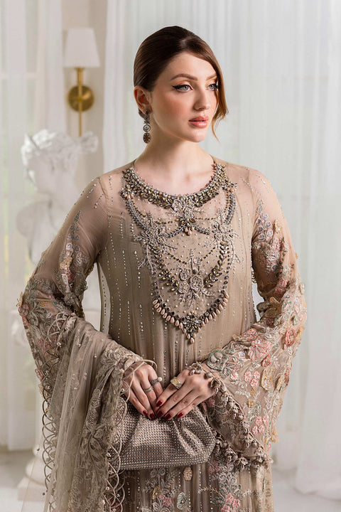 MARIA B - 3 Piece Unstitched Embroidered Chiffon Suit | MPC-25-107