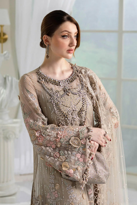 MARIA B - 3 Piece Unstitched Embroidered Chiffon Suit | MPC-25-107