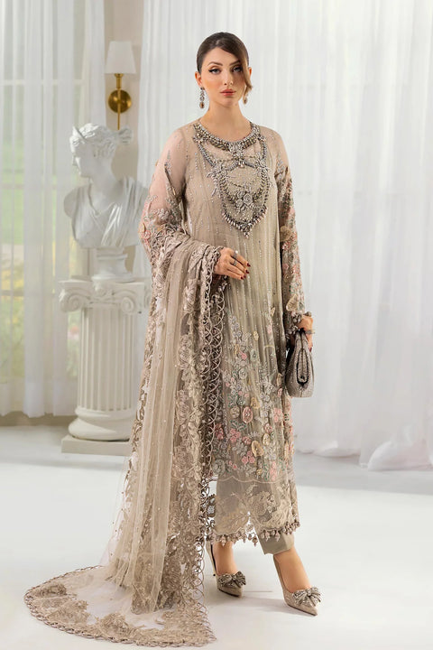 MARIA B - 3 Piece Unstitched Embroidered Chiffon Suit | MPC-25-107
