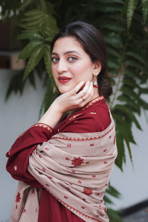 AISLING - 3PC DHANAK EMBROIDERED SHIRT WITH DHANAK EMBROIDERED DUAPATTA AND TROUSER- KPR1307