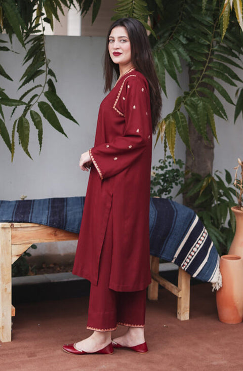 AISLING - 3PC DHANAK EMBROIDERED SHIRT WITH DHANAK EMBROIDERED DUAPATTA AND TROUSER- KPR1307