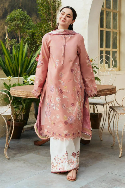 ZARA SHAH JAHAN - 3PC LAWN EMBROIDERED SHIRT WITH PRINTED DUPATTA AND TROUSER - HZG1547 - Kaprang