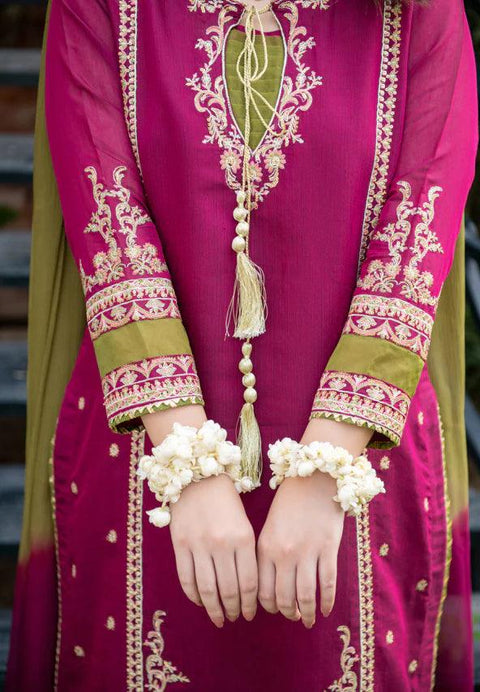 OMAL - 3PC LAWN EMBROIDERED SHIRT WITH TYE & DYE CHIFFON DUPATTA AND TROUSER - HZG1569 - Kaprang