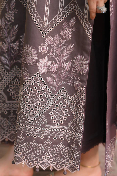 LIBAAS - 3PC DHANAK EMBROIDERED SHIRT WITH DHANAK EMBROIDERED SHAWL AND TROUSER -KPR-2005