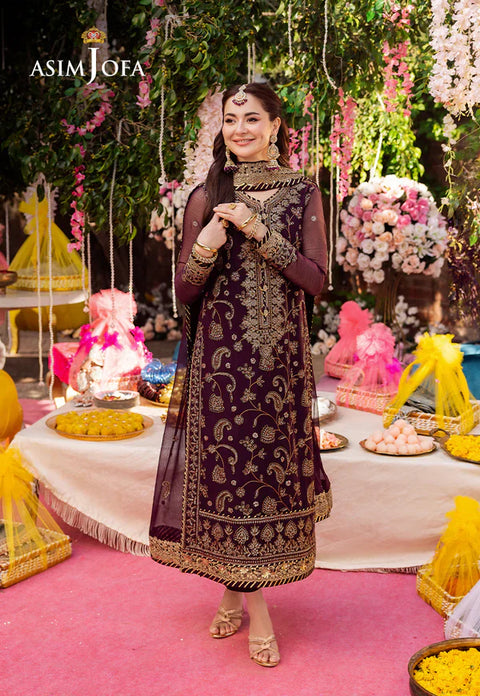 Asim jofa - 3PC CHIFFON EMBROIDERED WITH EMBROIDERED DUPATTA - AJMJ-02