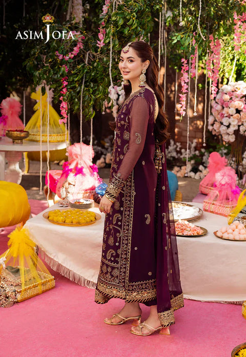 Asim jofa - 3PC CHIFFON EMBROIDERED WITH EMBROIDERED DUPATTA - AJMJ-02