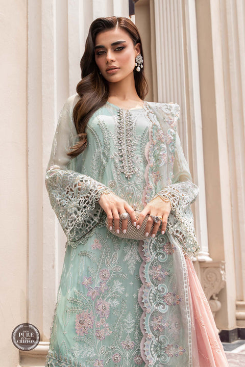 Maria.B Unstitched 3 Pieces Chiffon Embroidered Suit MPC-23-104 Mint Green