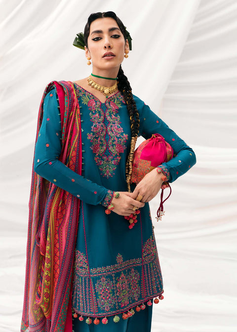 Hussain Rehar Winter - Dhanak Unstitched Embroidered 3Pc Suit - SHAB