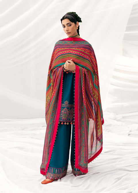 Hussain Rehar Winter - Dhanak Unstitched Embroidered 3Pc Suit - SHAB