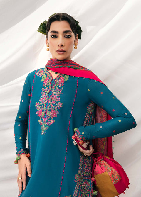 Hussain Rehar Winter - Dhanak Unstitched Embroidered 3Pc Suit - SHAB