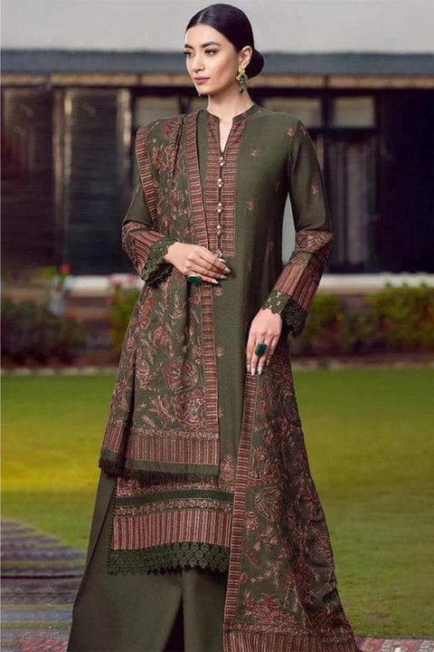 BAREEZE - 3PC DHANAK EMBROIDERED SHIRTDHANAK  HEAVY EMBROIDERED SHAWL DUPATTA AND TROUSER - KPR 090