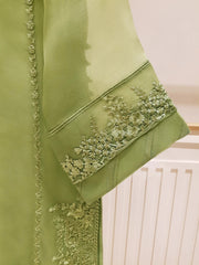 3 Piece Organza Embroidered Dress, GR-16 in Pista Green