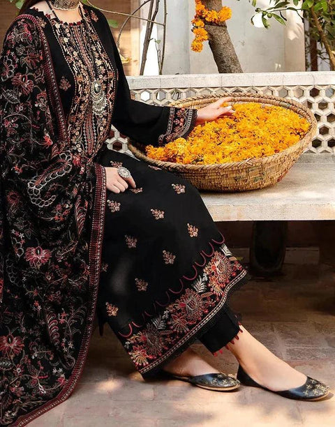 Bareeze - 3PC DHANAK EMBROIDERED SHIRT DHANAK HEAVY EMBROIDERED SHAWL DUPATTA AND TROUSER - KPR 037