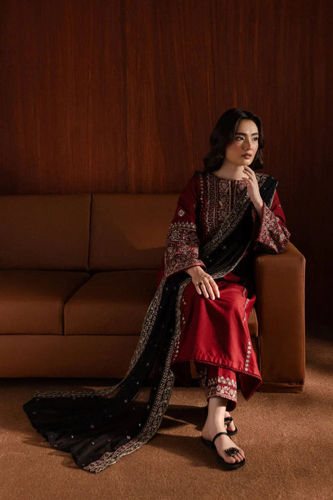 BATIK-3PC DHANAK EMBROIDERED SHIRT WITH DHANAK EMBROIDERED DUPATTA AND EMB TROUSER-KPR-4041